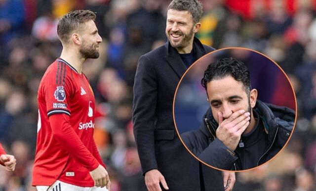 루크 쇼, 마이클 캐릭, 루벤 아모림(왼쪽부터)./영국 '커트오프사이드'