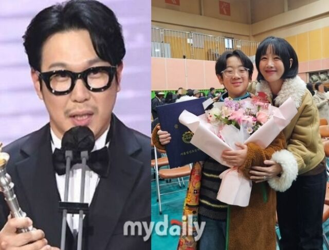 방송인 하하(왼쪽), 아들 드림 군과 아내 별 / 마이데일리 및 별 소셜미디어