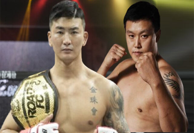 김태인(왼쪽)과 명현만. /로드FC 제공