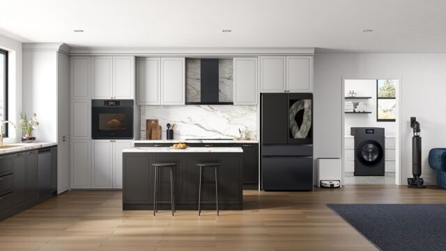 삼성전자 가전으로 완성한 북미 스타일의 주방 공간 라이프스타일 이미지. /삼성전자