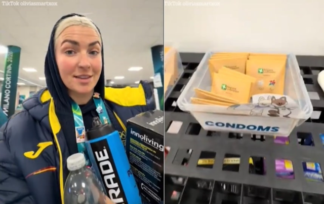 2026 밀라노·코르티나담페초 동계 올림픽 선수촌에 비치된 콘돔. /영국 더 선 갈무리