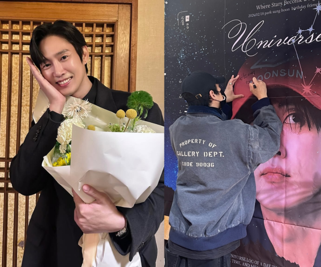 박성훈이 팬들이 준비한 생일 이벤트 현장을 찾았다. / 박성훈 SNS