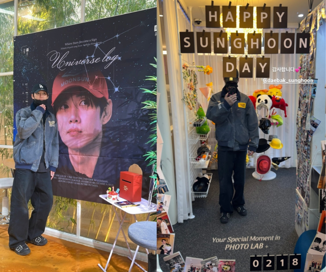 박성훈이 팬들이 준비한 생일 이벤트 현장을 찾았다. / 박성훈 SNS