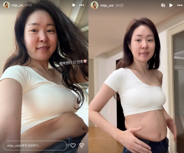미자가 설 연휴 동안 늘어난 체중을 솔직하게 공개했다. / 미자 SNS