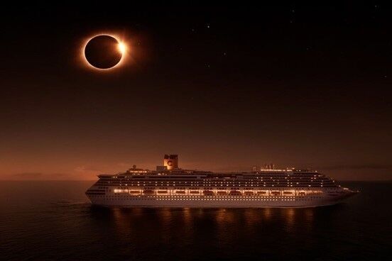 크루즈에서 관람하는 바다 위 개기일식. /롯데관광