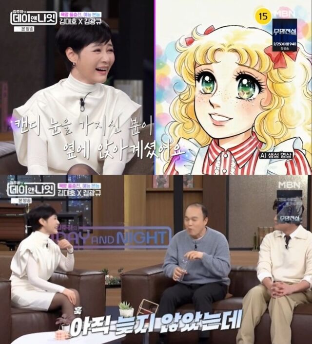 지난 21일 오후 방송된 MBN '김주하의 데이앤나잇'에는 MBN 트롯 오디션 ‘무명전설’의 MC 김대호와 심사위원 김광규가 게스트로 출연해 입담을 뽐냈다./ MBN '김주하의 데이앤나잇'