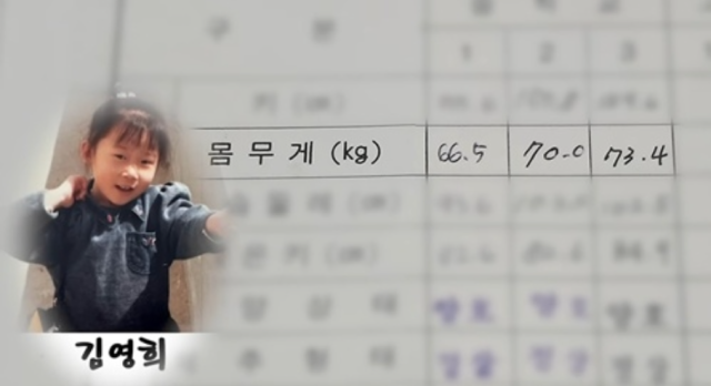 개그우먼 김영희의 중학교 학생기록부가 공개돼 큰 웃음을 안겼다./유튜브 채널 ‘니맘내맘’