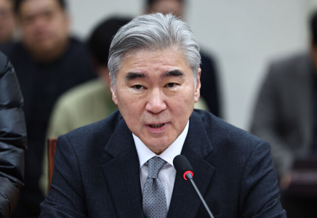 성 김 현대자동차그룹 사장이 24일 오전 서울 여의도 국회에서 열린 국민의힘 대미투자특별법안 관련 경제계 조찬간담회에서 발언하고 있다. /뉴시스