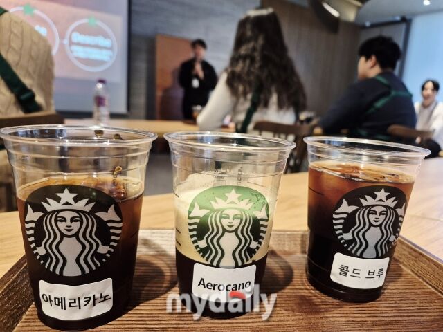 아이스 아메리카노·콜드 브루·에어로카노 3종 비교 시음이 진행됐다. /방금숙 기자