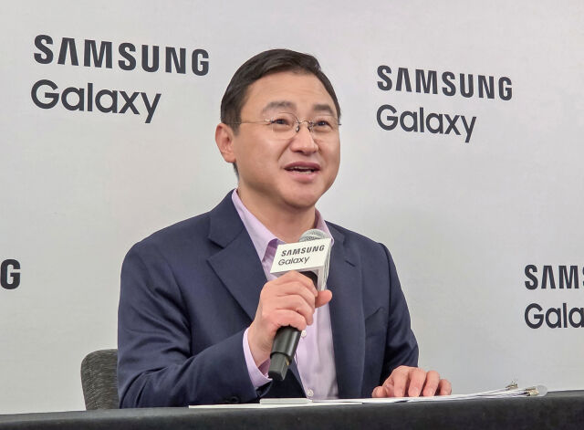 노태문 삼성전자 대표이사 사장이 25일(현지시간) 미국 샌프란시스코에서 '삼성 갤럭시 언팩 2026' 행사 직후국내 기자간담회를 진행하고 있다. /삼성전자