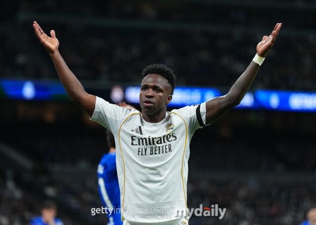 불만 가득한 동작을 취한 비니시우스 주니오르. /게티이미지코리아