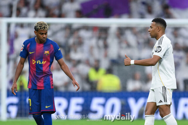 레알 마드리드 킬리안 음바페(오른쪽)와 바르셀로나 라민 야말. /게티이미지코리아