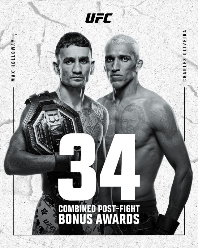 할로웨이(왼쪽)-올리베이라 경기 소개 포스터. /UFC 제공