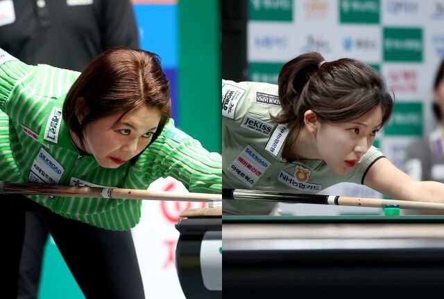 김가영(왼쪽)과 정수빈./PBA