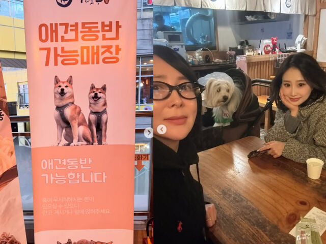 이상아가 딸, 반려견과 함께 식사를 하러 식당을 찾았다. / 이상아 소셜미디어