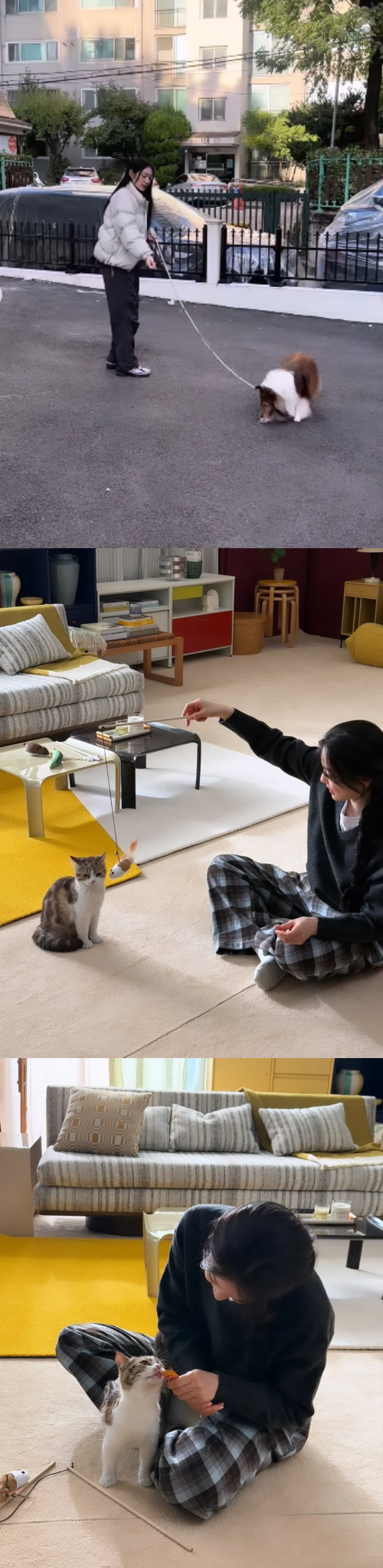 전 피겨스케이팅 선수 김연아가 동물들과 함꼐한 촬영 현장을 공개했다. / 김연아 소셜미디어