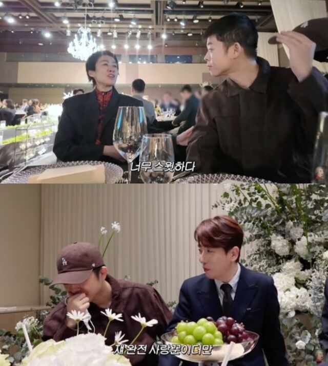 최근 국방의 의무를 마치고 돌아온 방송인 그리가 동료 남창희의 결혼식에 미모의 여자친구와 동행하며 현장을 핑크빛으로 물들였다./유튜브 채널 ‘공부왕찐천재 홍진경’