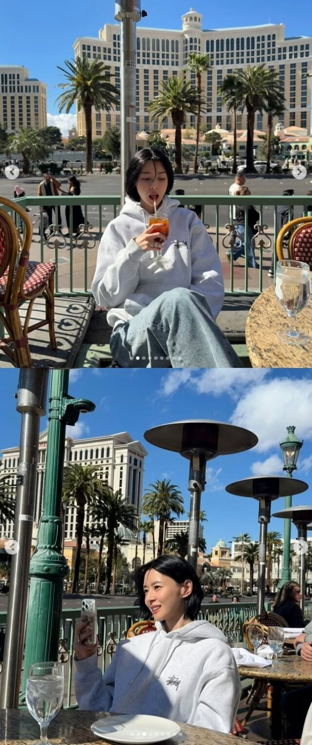 배우 권나라가 미국 라스베이거스에서 영화의 한 장면 같은 근황을 전하며 팬들의 눈길을 사로잡았다./권나라 소셜미디어