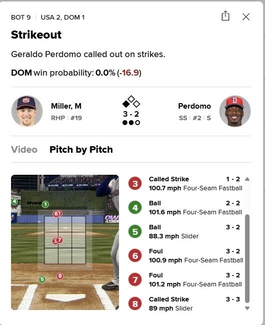 페르도모 퇴근콜/MLB.com 게임데이 캡쳐