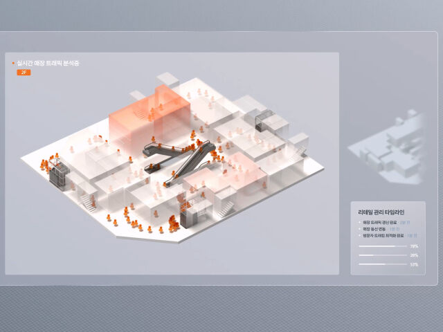 갤러리아 백화점 내 고객 패턴 등을 분석하는 장면. /한화