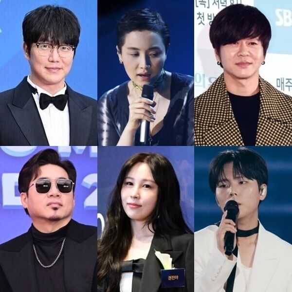 (왼쪽 위부터 시계 방향으로)성시경 이소라 윤도현 정승환 권진아 김조한