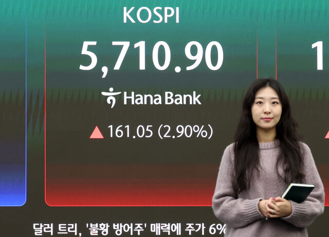 17일 오전 서울 중구 하나은행 딜링룸 전광판에 지수가 표시되고 있다. /뉴시스