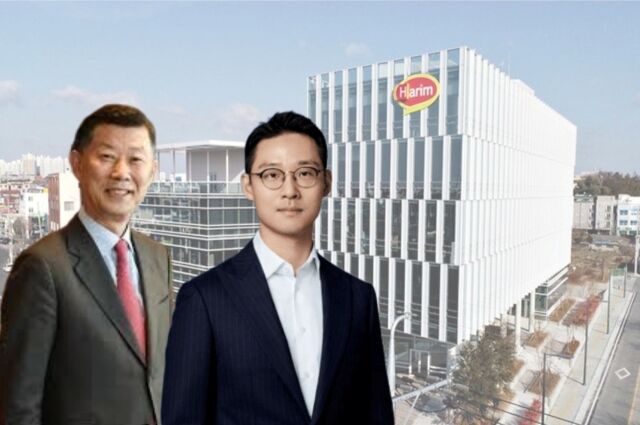 하림그룹 창업주 김홍국 회장과 장남 김준영 씨. /그래픽=방금숙 기자