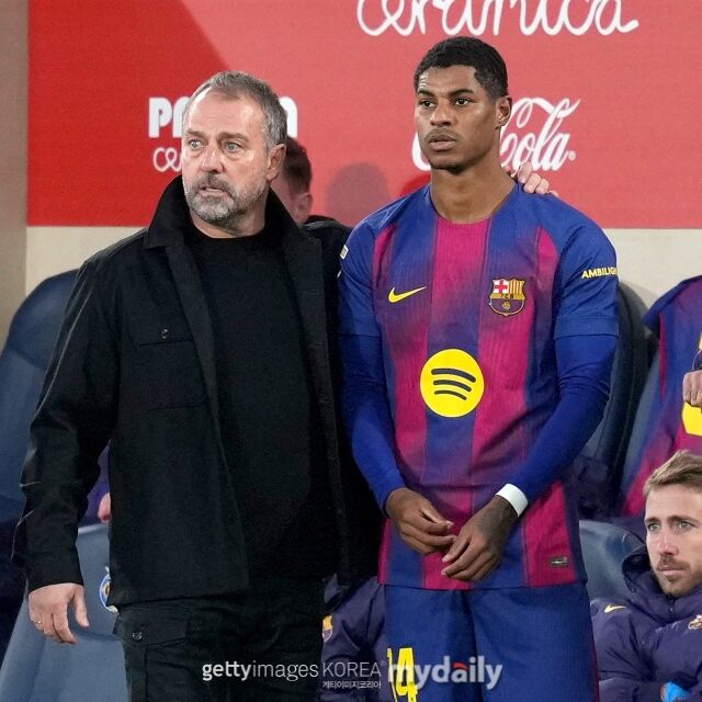 한지 플릭 감독(왼쪽)과 마커스 래시포드./게티이미지코리아