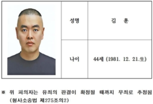 남양주 스토킹 살인범 김훈. /경기북부경찰청