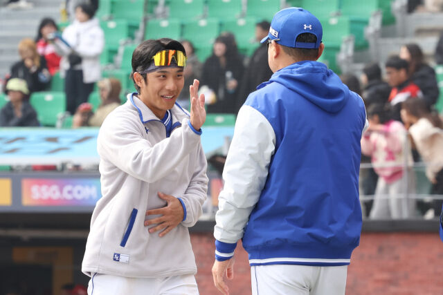 이재현과 박진만 감독./삼성 라이온즈