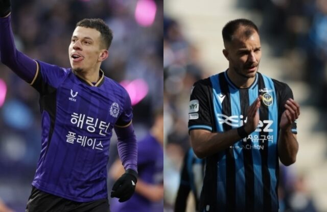 마테우스(왼쪽)와 무고사./한국프로축구연맹
