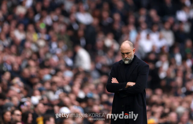 이고르 투도르 토트넘 감독이 패배 후 심각한 표정을 짓고 있다. /게티이미지코리아