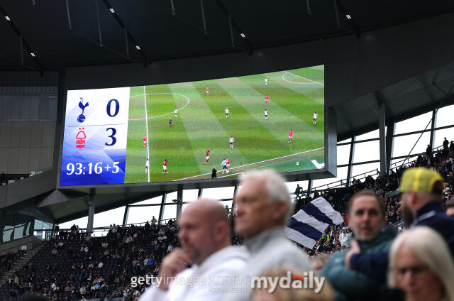 후반전 추가시간까지 노팅엄에 0-3으로 뒤진 토트넘. 결국 그대로 대패했다. /게티이미지코리아