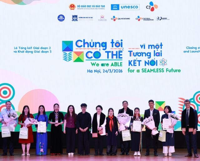 CJ는 24일 베트남 하노이 국립 교육대학교에서 베트남 정부와 유네스코 관계자, 학생 등 1,000여 명이 참석한 가운데 ‘We Are ABLE Phase 3’ 출범식을 진행했다. /CJ