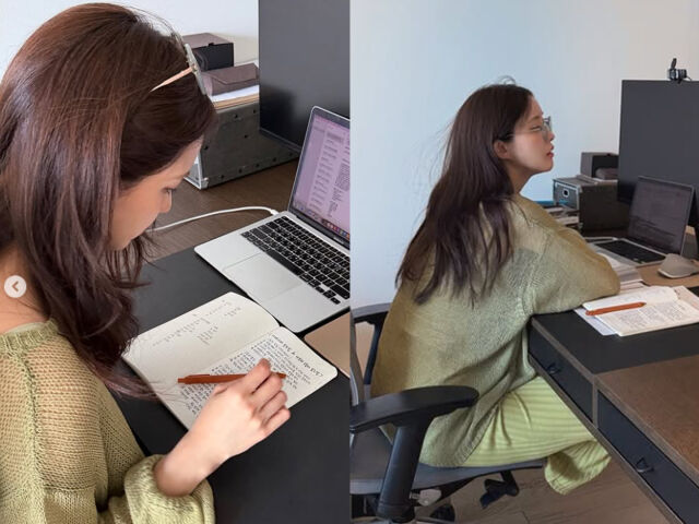 효민이 노트에 일식 관련 사안들을 열심히 적고 있다. / 효민 소셜미디어