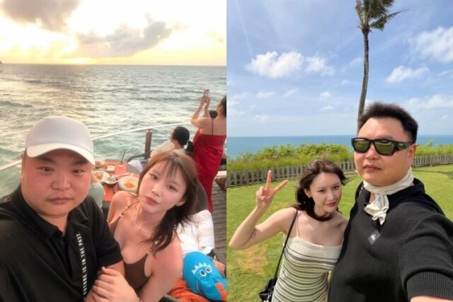 배우 고규필(왼쪽)과 가수 에이민이 결혼 3년 만에 발리로 신혼여행을 떠났다. / 에이민 소셜미디어