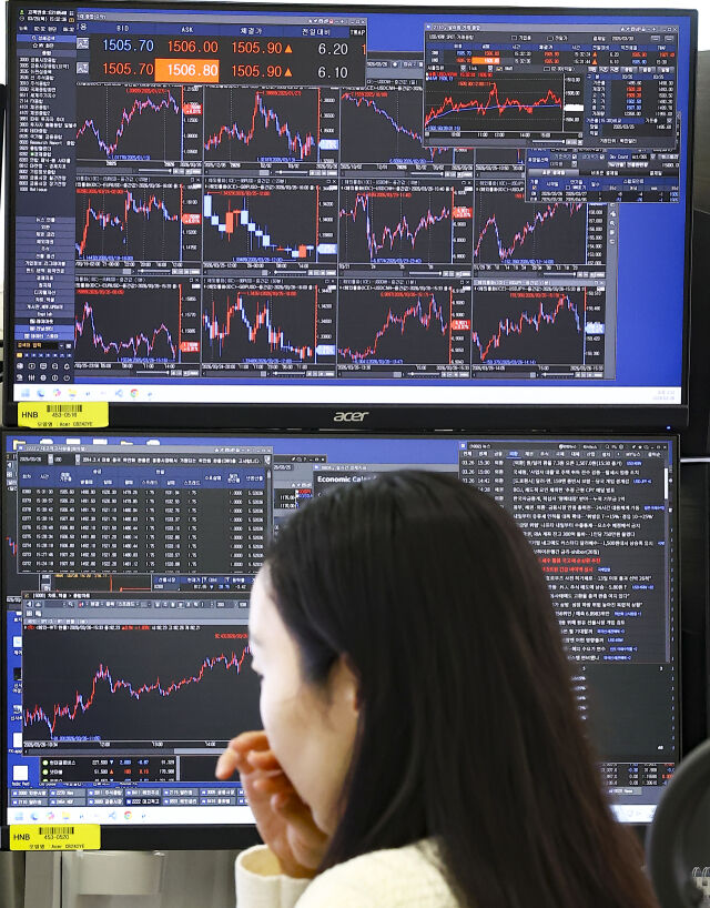 31일 원/달러 환율은 1528원을 터치하며 2009년 글로벌 금융위기 이후 가장 높은 수준을 기록했다. 사진은 지난 26일 환율이 1500원을 돌파 후 오후 1507~1508원 등락 모습. /뉴시스