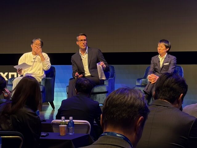 (왼쪽부터) 이정헌 넥슨 일본법인 대표, 패트릭 쇠더룬드 회장, 우에무라 시로 CFO. /게임기자단