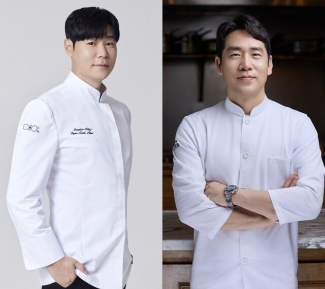 최현석과 샘킴(왼쪽부터)./두산 베어스