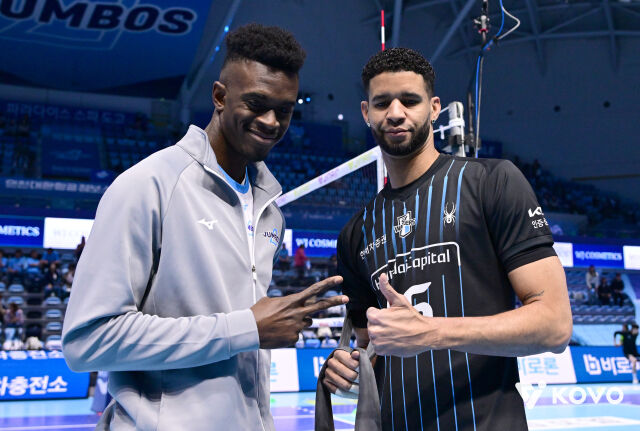 쿠바 출신의 대한항공 마쏘와 현대캐피탈 레오./KOVO