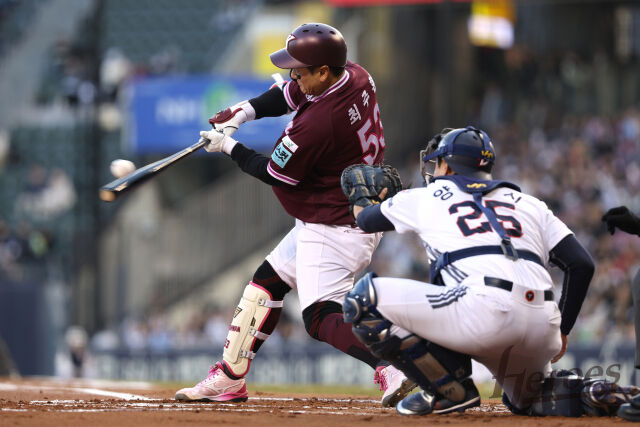 희생 플라이 타점을 올린 최주환./키움 히어로즈