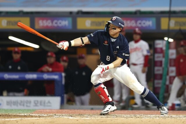 인상적인 데뷔전을 치른 손아섭./두산 베어스