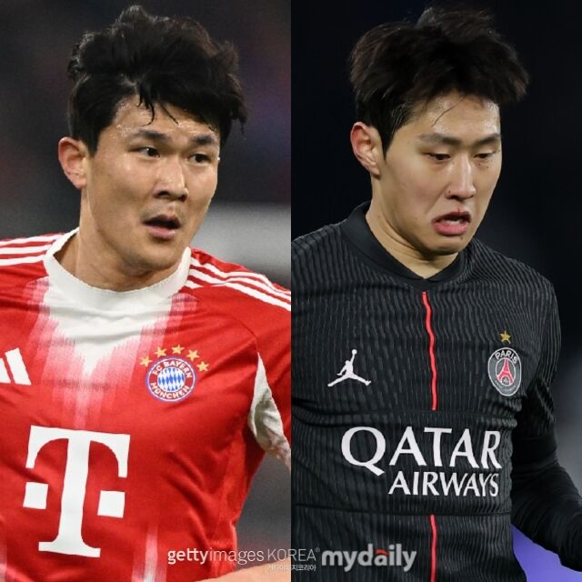7일 알리안츠 아레나에서 열린 바이에른 뮌헨과 파리 셍제르망(PSG)의 경기에서 김민재(왼쪽)와 이강인이 모두 결장했다./게티이미지코리아 