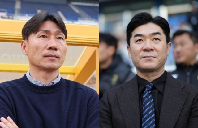 이영민 감독(왼쪽)과 윤정환 감독./한국프로축구연맹