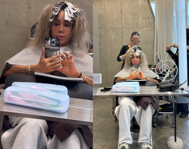 가수 강원래의 아내 김송이 예기치 못한 건강 이상 소식을 전하며 많은 이들의 우려를 사고 있다. 미장원에서 김송./김송 소셜미디어