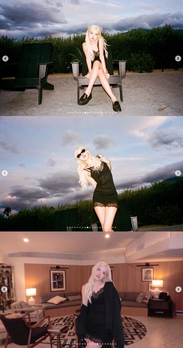 블랙핑크 로제가 압도적인 비주얼과 파격적인 패션으로 전 세계 팬들의 시선을 강탈했다./로제 소셜미디어