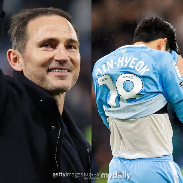 코벤트리 시티가 22일 홈에서 열린 포츠머스전에서 5-1로 대승을 거두며 2부리그 우승을 차지했다. 양민혁은 이날 경기에서 명단 제외되며 13경기 연속 결장했다. 프랭크 램파드 코벤트리 감독과 양민혁(오른쪽)./게티이미지코리아