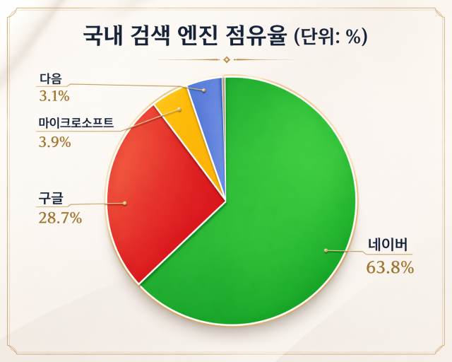 국내 검색 엔진 점유율 (2026년 3월 기준, 인터넷트렌드자료). /박성규 기자