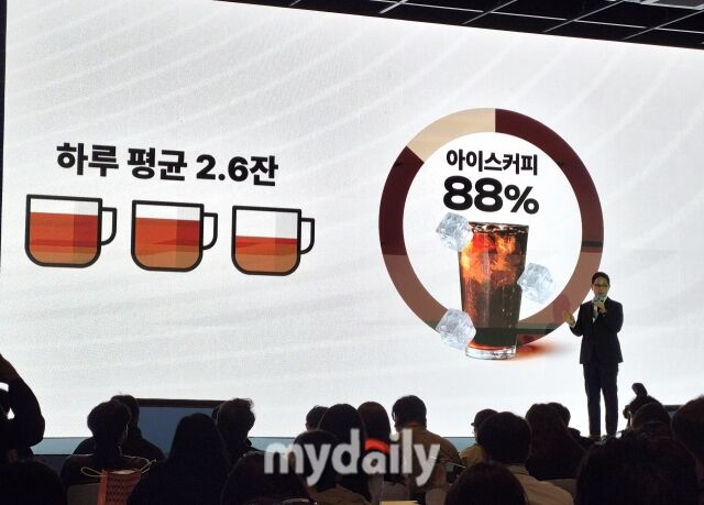 23일 서울 성수동 앤더슨씨에서 열 ‘버츄오 월드 미디어 데이’에서 박성용 네스프레소 코리아 대표가 ‘커피 탐험’을 주제로 한 올해 브랜드 전략을 발표하고 있다. /방금숙 기자