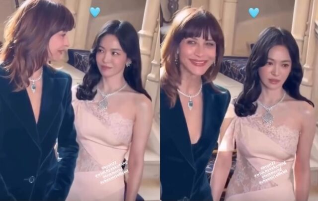 배우 소피 마르소(왼쪽)와 송혜교가 한 자리에 나란히 서 있다. / 송혜교 소셜미디어
